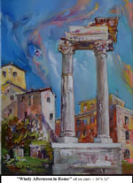 Windy Afternoon in Rome, Oil on Canvas